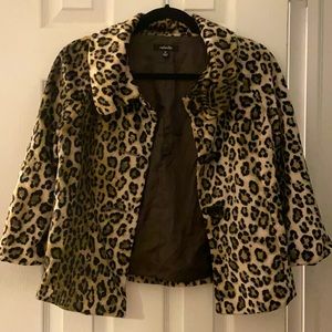 Leopard print fur jacket